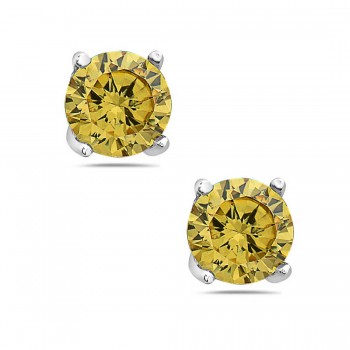 Sterling Silver Earring 5mm Round Citrine (#Czgo) Cubic Zirconia Stud