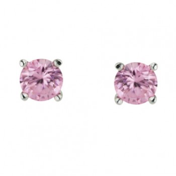 Sterling Silver Earring 5mm Round Pink (#Czvr) Cubic Zirconia Stud