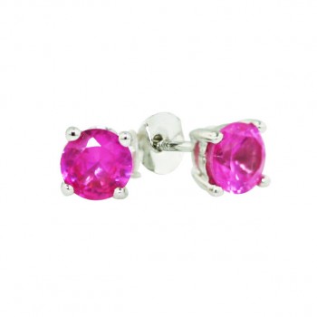 Sterling Silver Earring 5mm Round Ruby (#Rb03) Synthetic.Corundum Stud