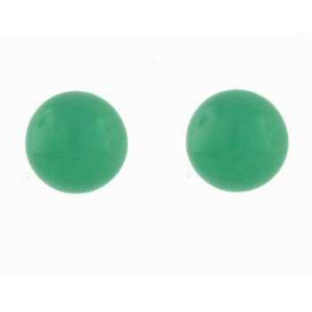 Sterling Silver Earring 10mm Green Jade Ball Stud