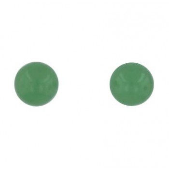 Sterling Silver Earring 6mm Green Jade Ball Stud