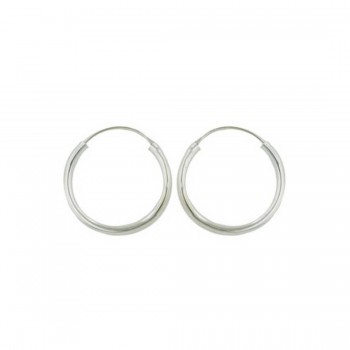 Sterling Silver Earring 28mm Open Plain Circle Hoop--Silver Plate