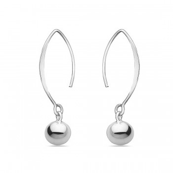 Sterling Silver Earring Plain 8mm Ball with Short Almond Hook