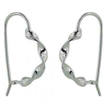 Sterling Silver Earring Twsited 'C' Curve with Fish Wire--Rhodium Plating/Nickle Free--