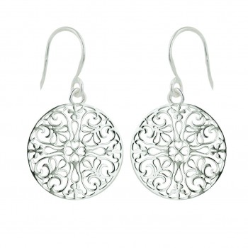Sterling Silver Earg 19Mm Open Plain Round Filigree W/French Wire