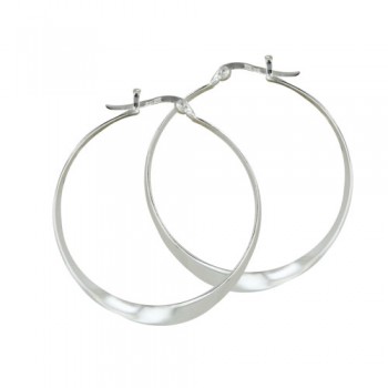 Sterling Silver Earring 30mm Plain Twisted Latch Hoop --E-coated/Nickle Free--
