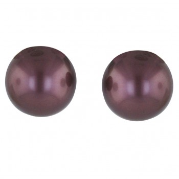 Sterling Silver Earring 10mm Sa506# Purple Shell Pearl Stud