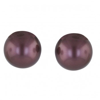 Sterling Silver Earring 8mm Sa506# Purple Shell Pearl Stud