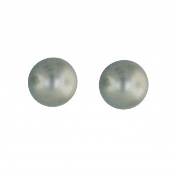Sterling Silver Earring 12mm #Se204 Gray Shell Pearl Stud
