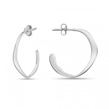 Sterling Silver Earring 25mm Plain "C" Hoop--E-coated/Nickle Free--
