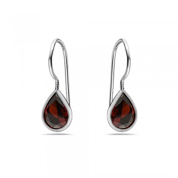 Sterling Silver Earg 6X7Mm Garnet Cz Teardrop With French Wire***