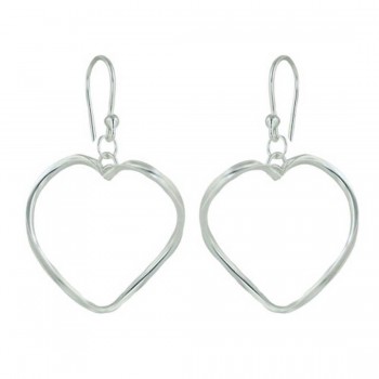Sterling Silver Earring 27 mm Heart Twist Shaped Rings with Fi