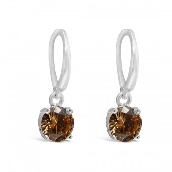Sterling Silver Earring with Dangle Champagne Cubic Zirconia