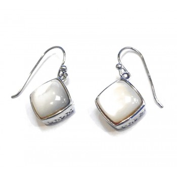 Sterling Silver Earring Rhombus Mop With French Wire