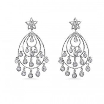 Sterling Silver Earring 50mm Chandelier with 3 Layers