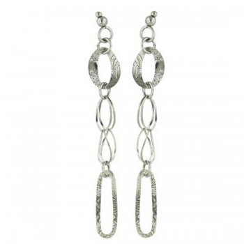 Sterling Silver Earring Dangle with Post 2.5 Inch Rhodium Plating Links