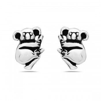 Sterling Silver Earring Koala Stud -E-Coated-