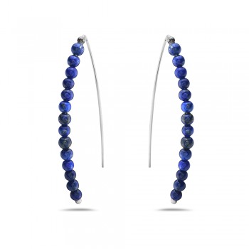 Sterling Silver EARRING 20PCS 3.3MM GENUINE LAPIS BEADS