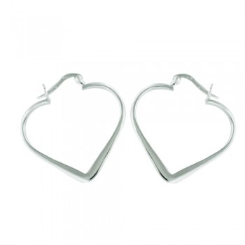 Sterling Silver Earring Plain Silver Heart Hoops
