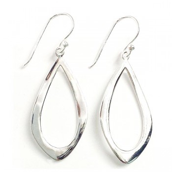 Sterling Silver Earring Graphic Open Teardrop -E-coated-