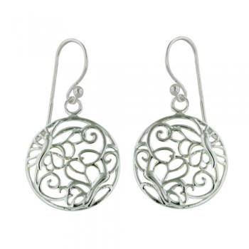 Sterling Silver Earrg Open Filigree Circle W/ French Wire E-Coat