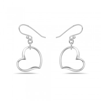 Sterling Silver Earring Open Heart Dangle -E-Coat-