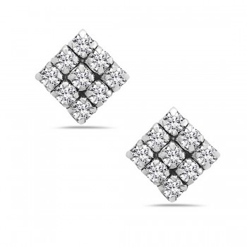 Sterling Silver Earring Checker Box 9 Clear Cy