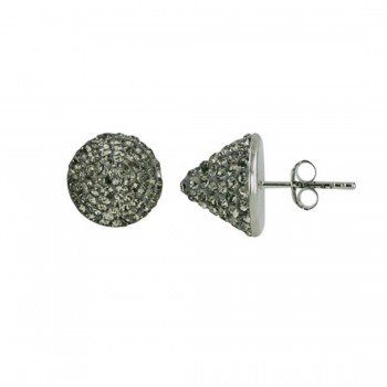 Sterling Silver Earring Cone Stud Paved in Black Diamond Crystal