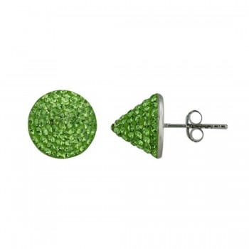 Sterling Silver Earring Cone Stud Paved in Peridot Crystal
