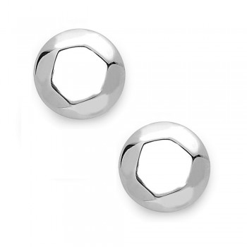 Sterling Silver Earring Round Stud with Hexagon Pop Out