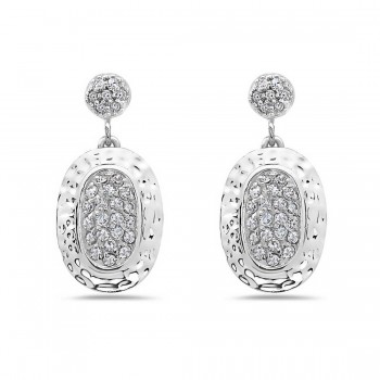 Sterling Silver Earring Oval Pave