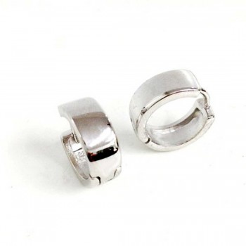 Sterling Silver Earring 14mm Plain Huggie 5.3mm Thick
