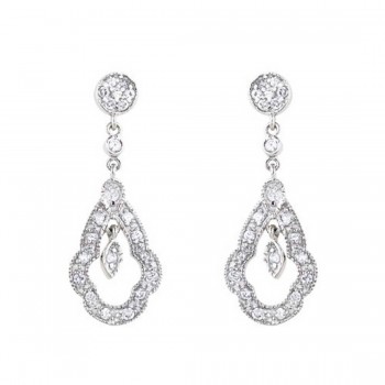Sterling Silver Earring Chandelier Paved in Clear Cubic Zirconia