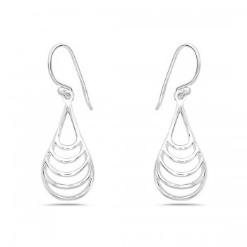 Sterling Silver Earg Plain French Wire Teardrop Shaped*Ecoated