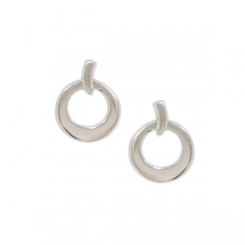 Sterling Silver Earring 16.5mm Plain Dangling Circle
