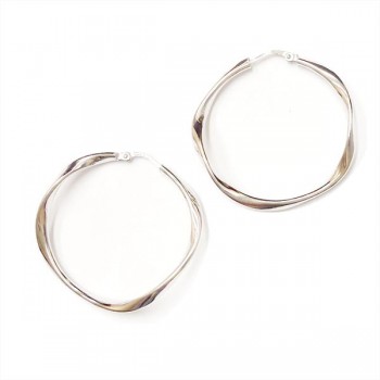 SS Earg 30Mm Slightly Twisted Plain Hoop, Silver