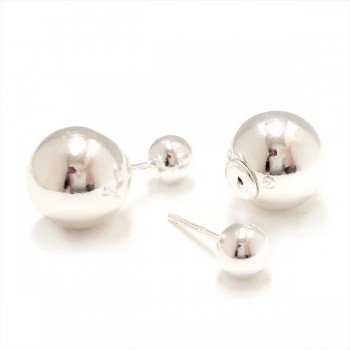 SS Earg 6Mm/12Mm Plain Double Silver Ball, Silver