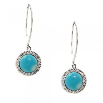 Sterling Silver Earring 11mm Larimar Rope Texture Outline