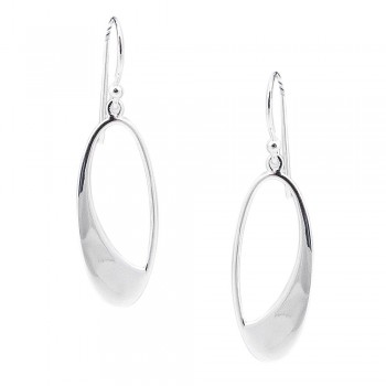 STERLING SILVER EARRING PLAIN OPEN OVAL SIDE BOTTOME COVERED