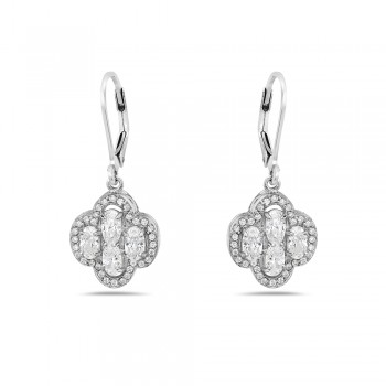 Sterling Silver EARRING 4 OVAL CLEAR Cubic Zirconia-2S-6756CL-2