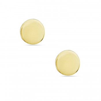 STERLING SILVER EARRING GOLD PLATED STUD ROUND DISC