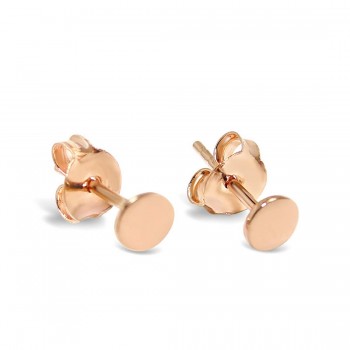 STERLING SILVER EARRING ROSE GOLD PLATED STUD ROUND DISC