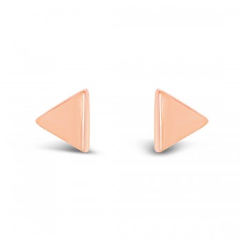 STERLING SILVER EARRING ROSE GOLD PLATED TINY TRIANGLE STUD
