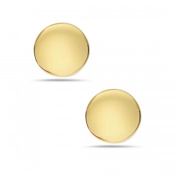 STERLING SILVER EARRING GOLD PLATED ROUND DISC STUD