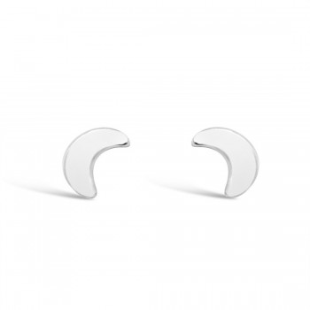 STERLING SILVER EARRING CRESCENT MOON STUD
