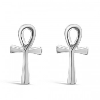 STERLING SILVER EARRING ANKH TINY STUD
