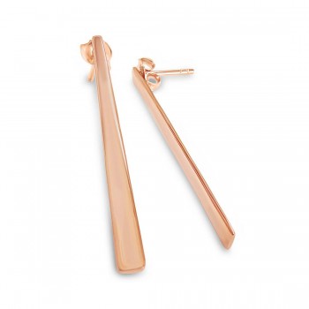 Sterling Silver Earring Long Stick Trapzoid -Rose Gold