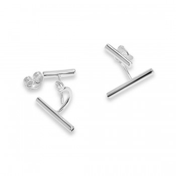 Sterling Silver Earring 2 Bar Tubes -Coated