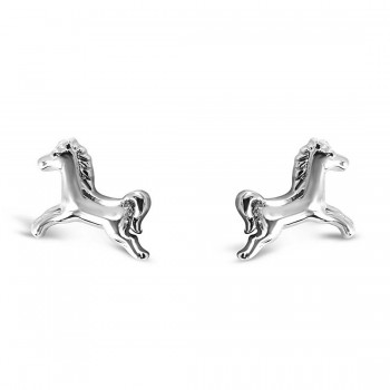 Sterling Silver Earring Tiny Stud Galloping Horse