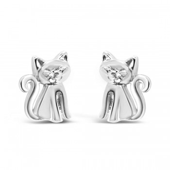 Sterling Silver Earring Tiny Stud Kitty